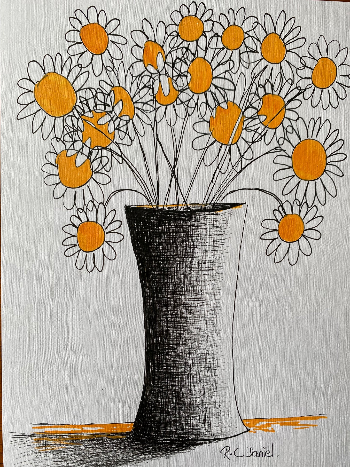 PRINT: Orange Daisies.