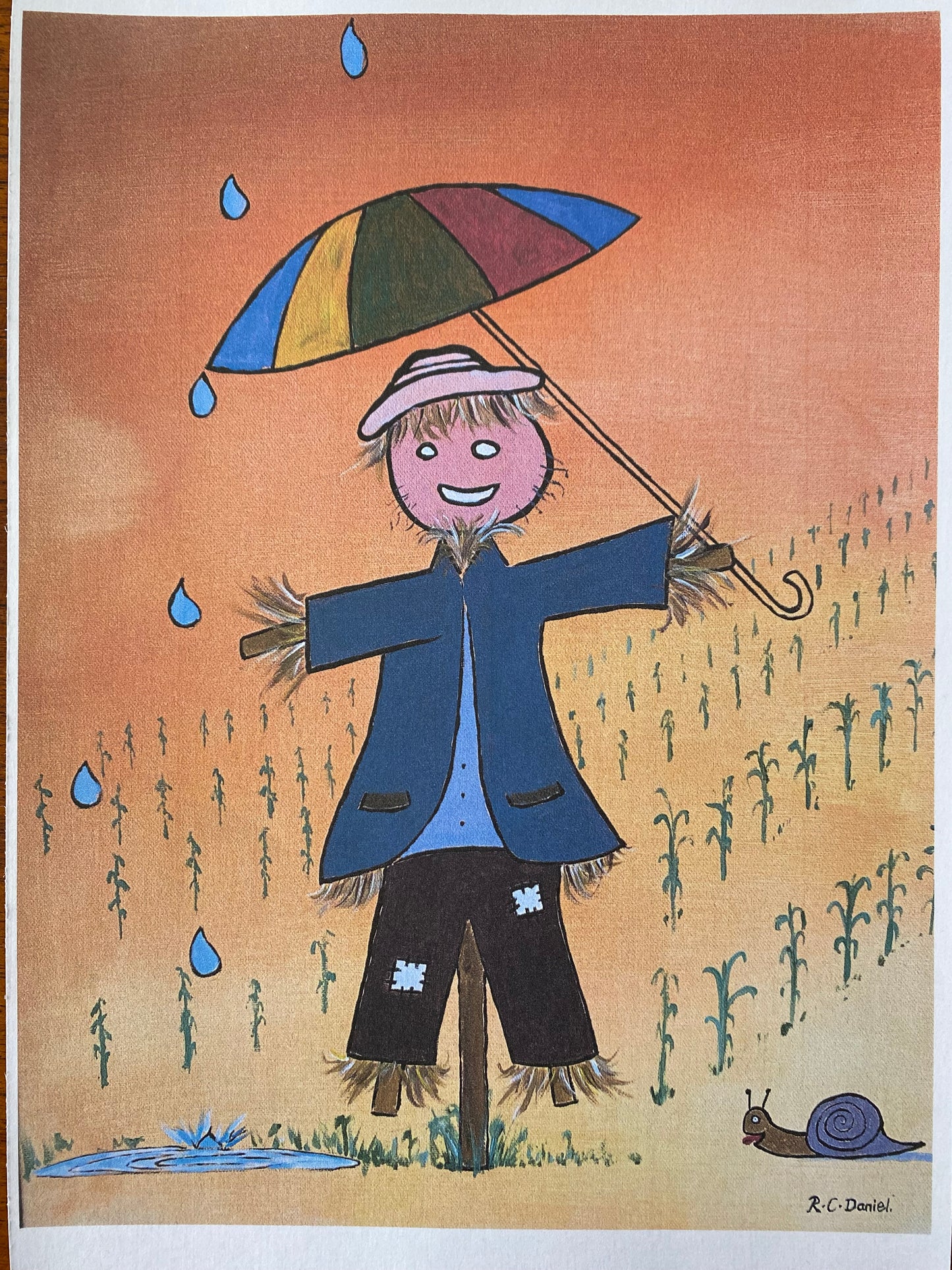 PRINT Mr Scarecrow singing in the rain.