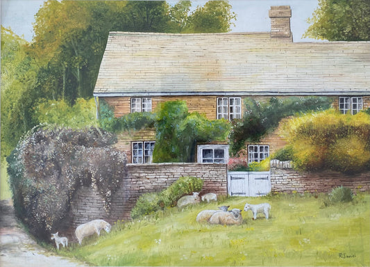 PRINT: Grazing Sheep.