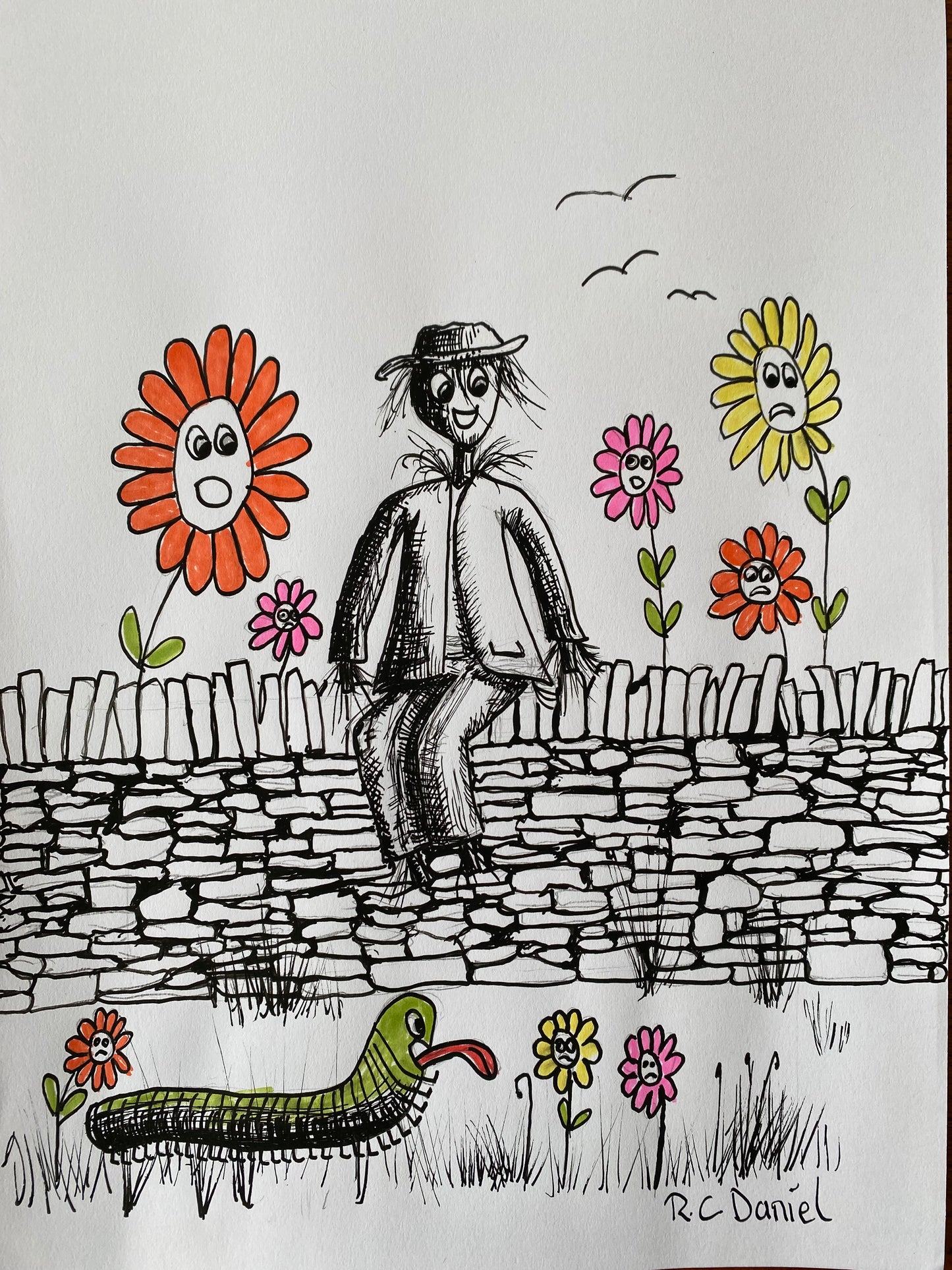 PRINT: Mr Scarecrow Sat on The Wall