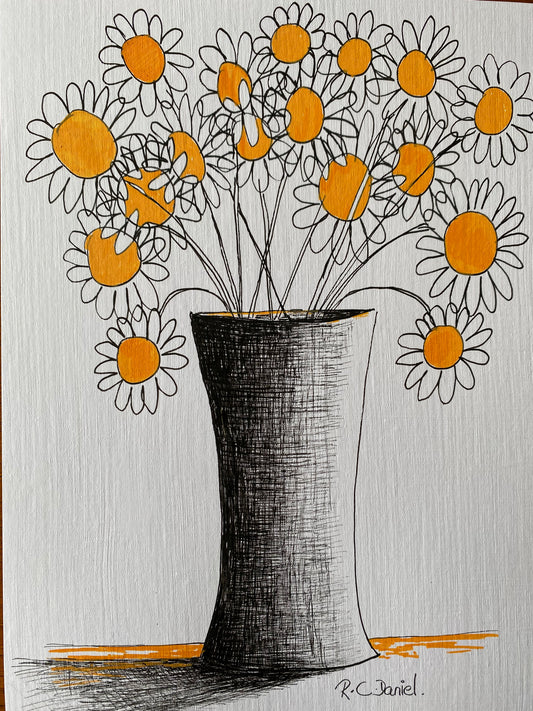 PRINT: Orange Daisies.
